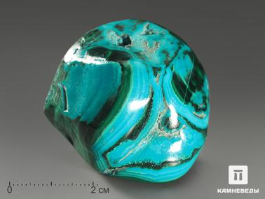 Хризоколла, Малахит. Хризоколла с малахитом, полировка 4,1х3,4х3,1 см
