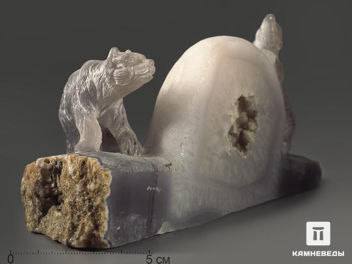 Композиция «Медведи» с агататовой жеодой, 16,2х7,2х8,1 см, 10580, фото 1