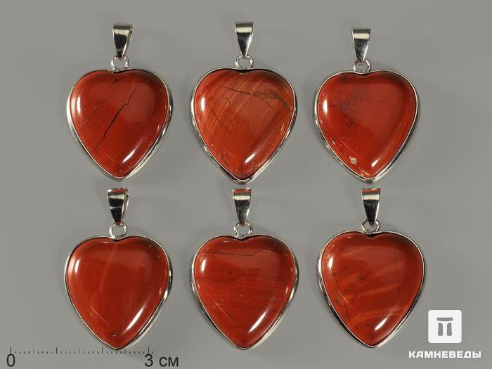 Кулон «Сердце» из красной яшмы в оправе, 10573, фото 2
