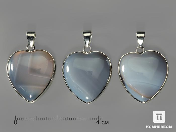 Кулон «Сердце» из серого агата в оправе, 10579, фото 2