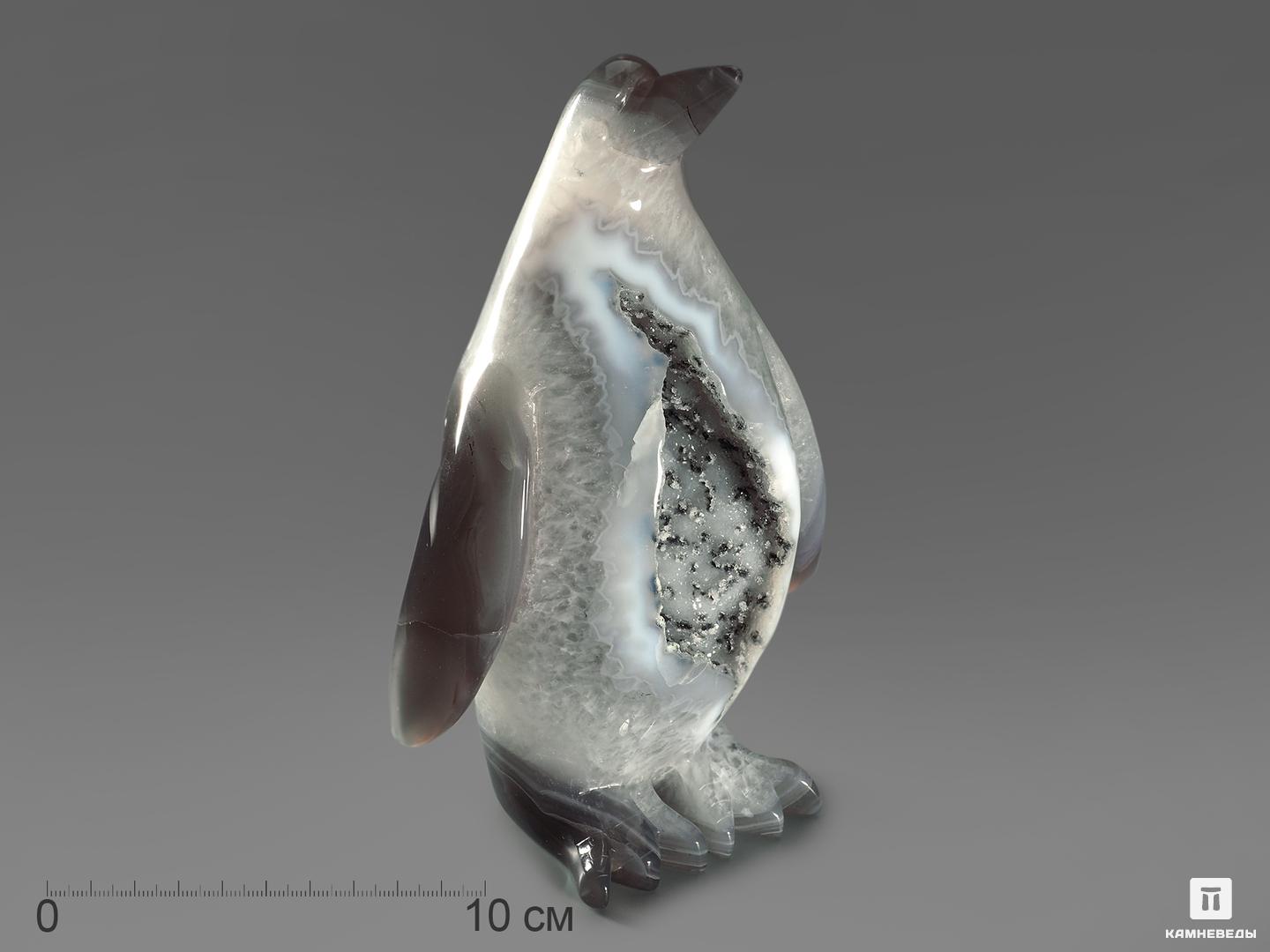 Пингвин из агата с жеодой кварца, 19,2х12,1х7,2 см, 10997, фото 2