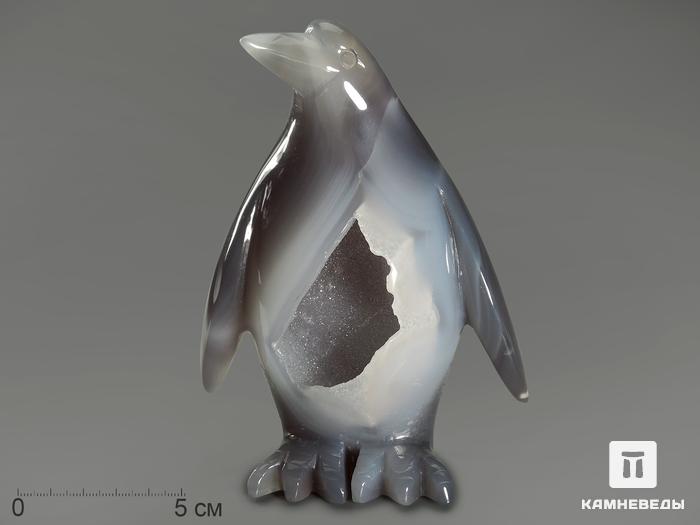 Пингвин из агата с жеодой кварца, 13,7х10х6,1 см, 10995, фото 1