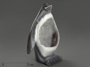 Пингвин из агата с жеодой кварца, 12,4х9х4,9 см