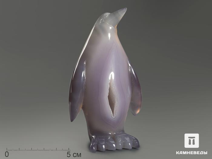 Пингвин из агата с жеодой кварца, 11,4х6,4х4,1 см, 10988, фото 1