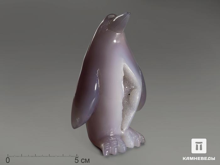 Пингвин из агата с жеодой кварца, 10,1х6,2х4,6 см, 10985, фото 1