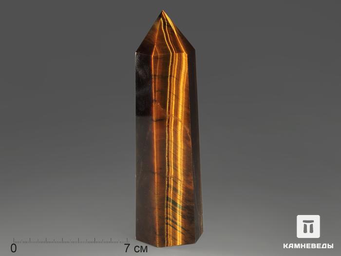 Тигровый глаз в форме кристалла, 14,7х4,2х3,2 см, 11033, фото 1
