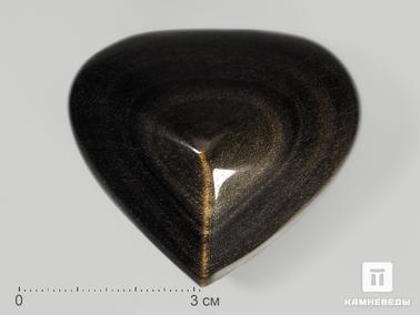 Обсидиан. Сердце из золотистого обсидиана, 5,3х4,7х2,9 см