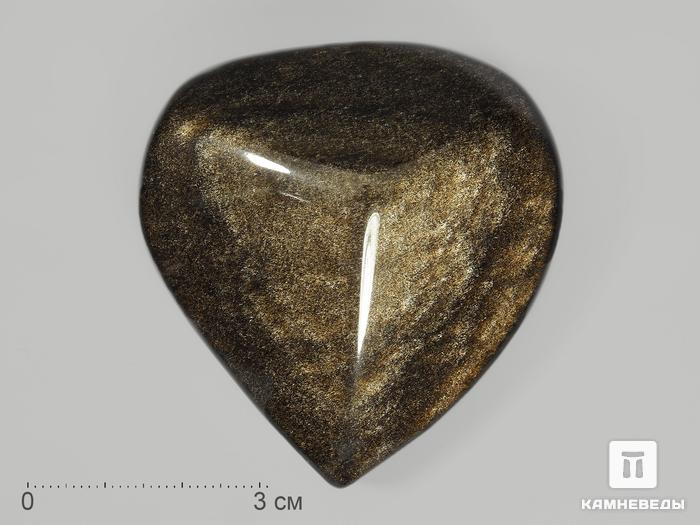 Сердце из золотистого обсидиана, 5,9х5,6х2,3 см, 11052, фото 1