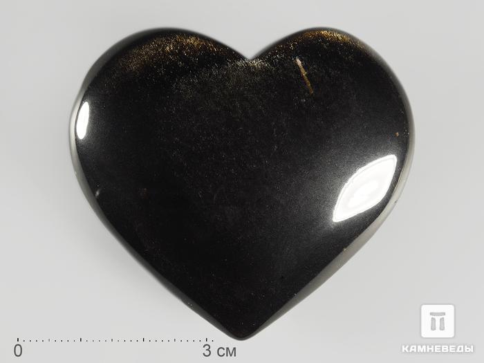 Сердце из золотистого обсидиана, 5,7х5,2х2 см, 7780, фото 1
