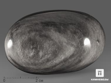 Обсидиан. Обсидиан серебристый, полированная галька 6,5х4,5 см (80-100 г)