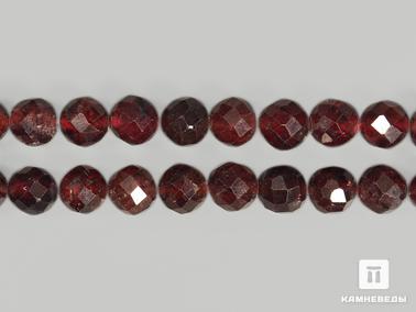 Гранат, Альмандин. Бусины из альмандина (граната), 90 шт. на нитке, огранка 4-5 мм