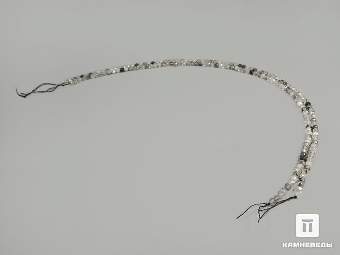 Бусины из волосатика (турмалин в горном хрустале), огранка, 90 шт. на нитке, 4-5 мм, 11246, фото 2