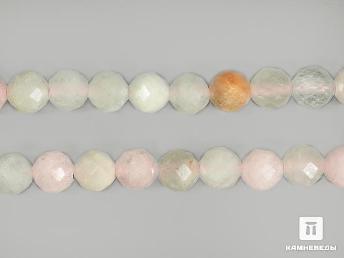 Бусины из берилла (аквамарин, морганит, зеленый берилл), розового кварца, 92 шт. на нитке, 4-5 мм, 11248, фото 1