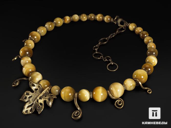 Колье «Солнечная ягода» из кварцевого кошачьего глаза, 11383, фото 1