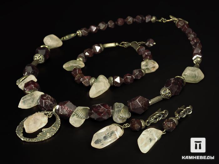 Колье из альмандина (граната) и кварца, огранка, 11886, фото 2