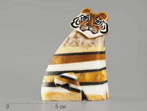 Тигр из ангидрита и других камней, 9,3х7х4,5 см