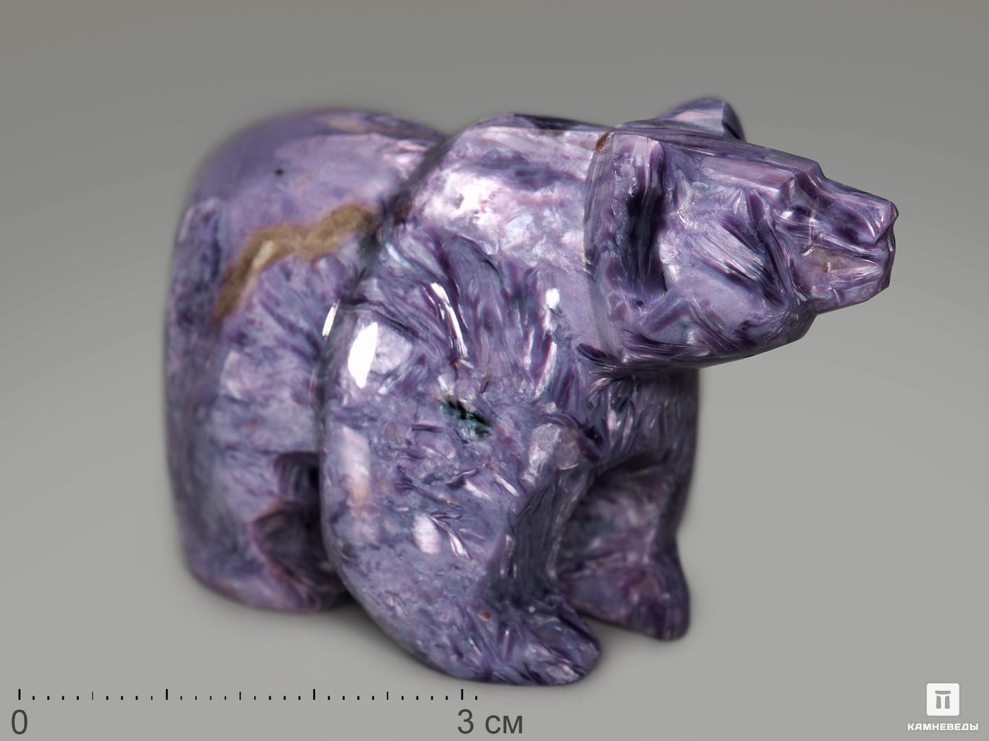 Медведь из чароита, 6,1х4х2,9 см, 5249, фото 1