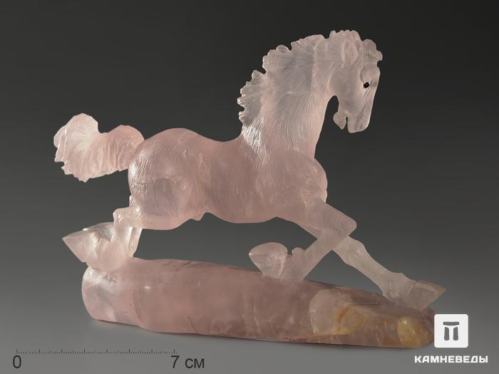 Конь из розового кварца, 16х11х3,4 см, 10823, фото 1