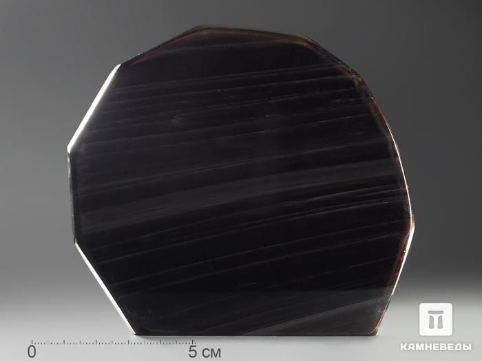 Срез обсидиана (обсидиановое зеркало), 12х10х1 см, 5895, фото 2