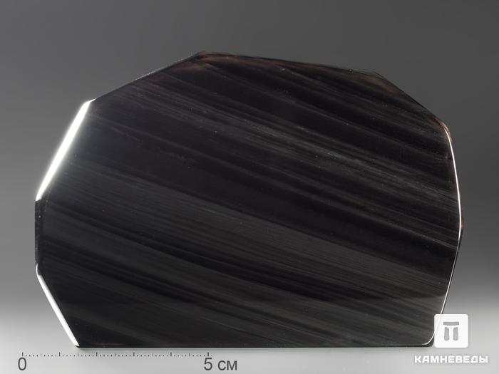Срез обсидиана (обсидиановое зеркало), 13,5х9х1 см, 1977, фото 2