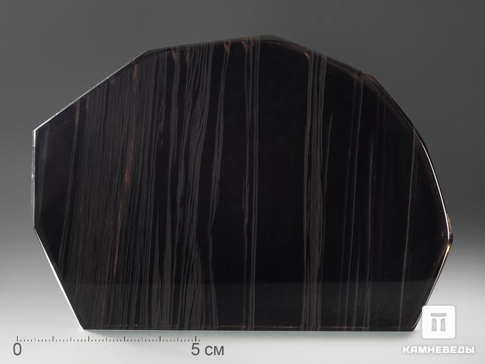 Срез обсидиана (обсидиановое зеркало), 13,5х9х1 см, 1977, фото 4