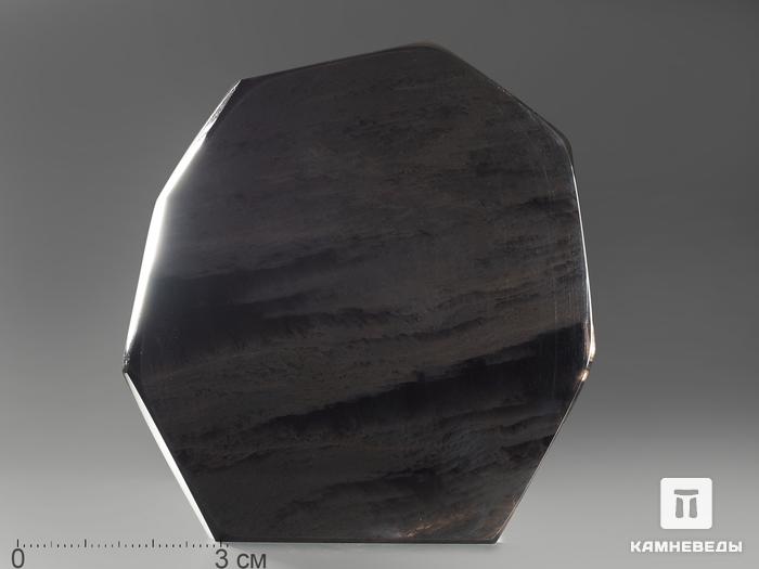 Срез обсидиана (обсидиановое зеркало), 11,5х10,5х1 см, 1313, фото 2