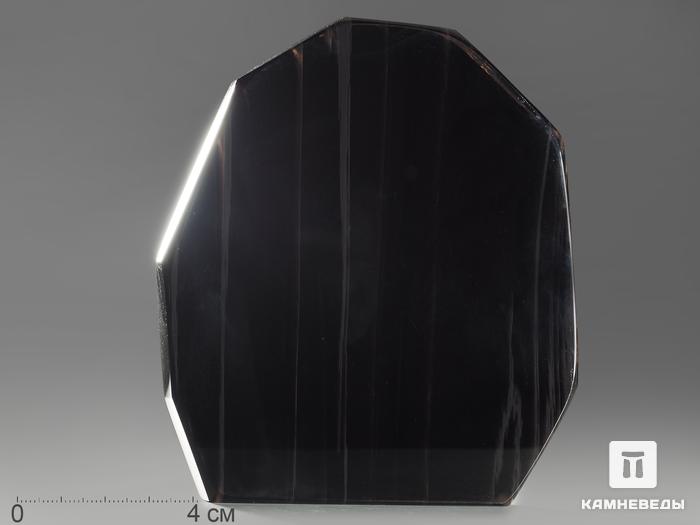Срез обсидиана (обсидиановое зеркало), 11,5х10,5х1 см, 1313, фото 4