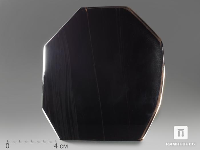Срез обсидиана (обсидиановое зеркало), 12,3х11,4х1 см, 3526, фото 2