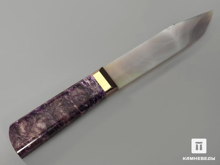 Сувенирный нож из серого агата и чароита, 25,8х5,5х4,9 см, 13099, фото 2