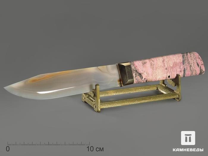 Сувенирный нож из серого агата и родонита, 25,5х5,5х4,9 см, 13096, фото 1
