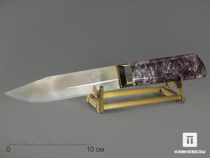 Сувенирный нож из серого агата и чароита, 25,8х5,5х4,9 см, 13099, фото 1