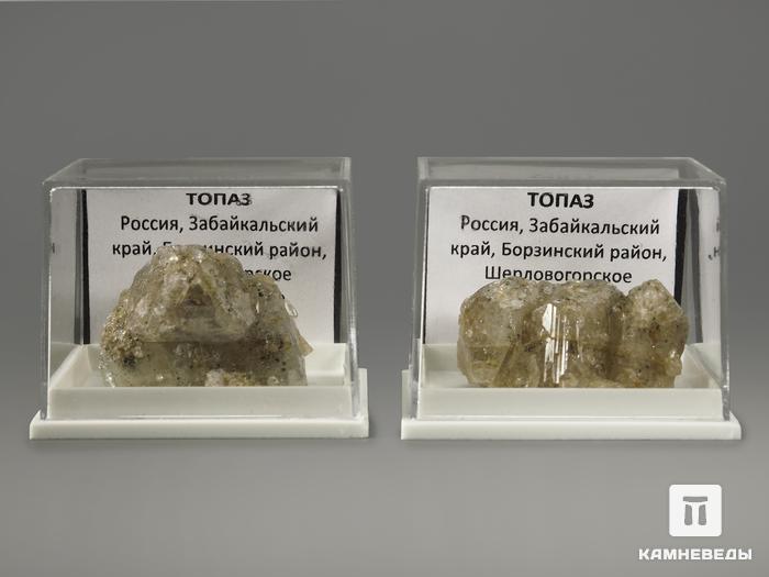 Топаз, сросток кристаллов в пластиковом боксе 2,3х1,7х1,5 см, 11535, фото 2
