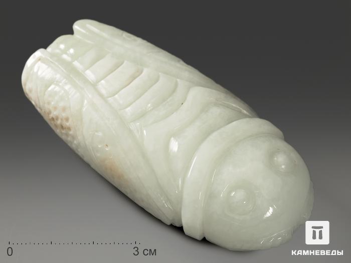 Чайная фигурка «Цикада» из белого нефрита, 7,5х3,3х2,2 см, 13108, фото 1