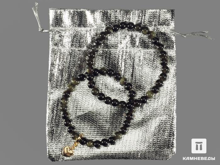 Парные браслеты из золотистого обсидиана для влюблённых, 7423, фото 3