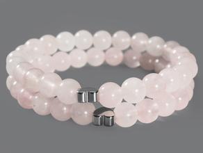 Комплект парных браслетов из розового кварца «Для подружек»