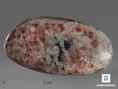 Титанит, Микроклин. Розовый титанит с микроклином, полированная галька 8,2х4,3х2,5 см