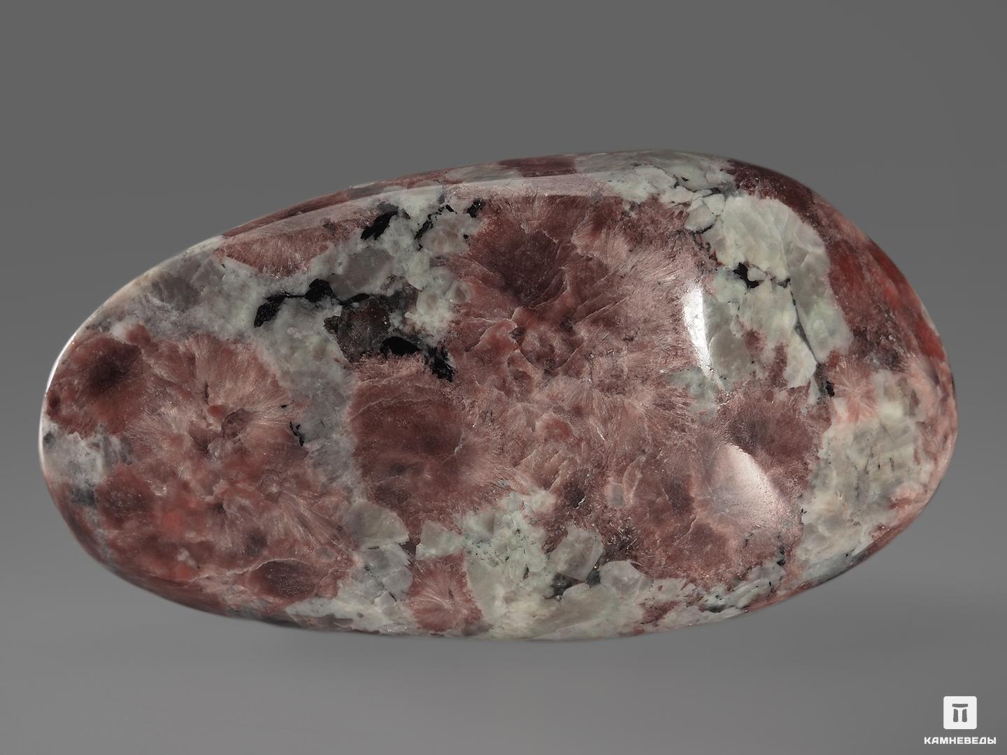 Розовый титанит с микроклином, полированная галька 8,2х4,3х2,5 см, 13584, фото 2