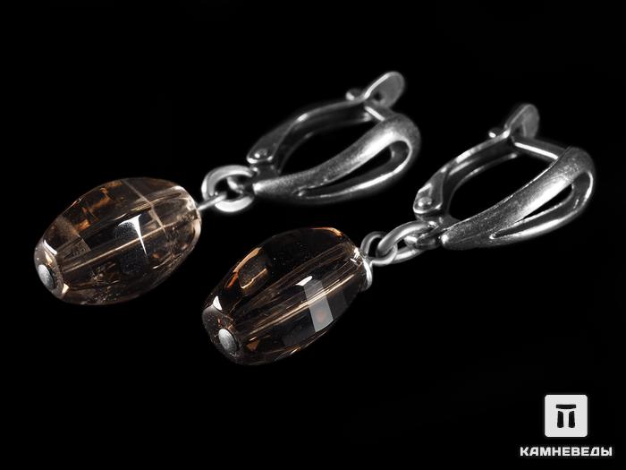 Комплект: серьги и браслет «Зимняя берёза» из дымчатого кварца (раухтопаза), огранка, 13620, фото 3