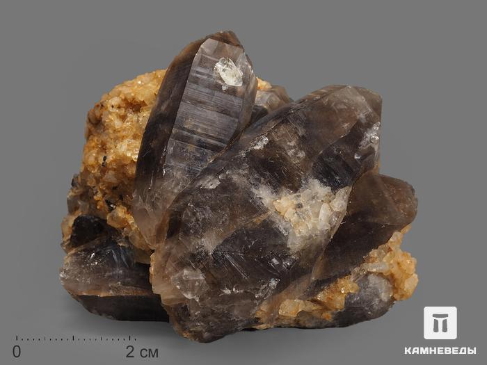 Топаз с дымчатым кварцем (раухтопазом), сросток кристаллов 6,5х5,7х4,8 см, 12481, фото 1
