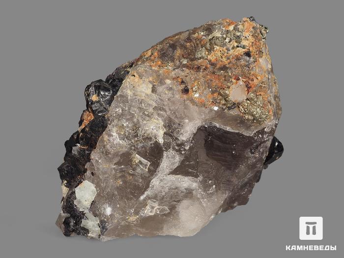 Касситерит с дымчатым кварцем (раухтопазом), сросток кристаллов 4,6х4,5х2,8 см, 12475, фото 2