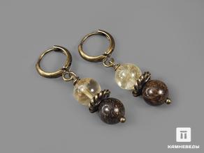 Серьги из бронзита и цитрина