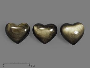 Сердце из золотистого обсидиана, 6,4х5,7х3,3 см