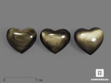 Обсидиан. Сердце из золотистого обсидиана, 6,4х5,7х3,3 см