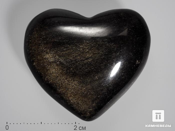 Сердце из золотистого обсидиана, 4,1х3,6х1,7 см, 14370, фото 1