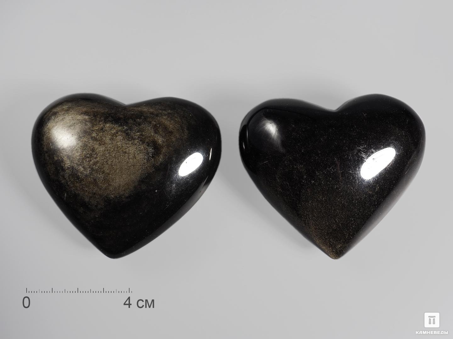 Сердце из золотистого обсидиана, 7,4х6,5х3,2 см, 14365, фото 1