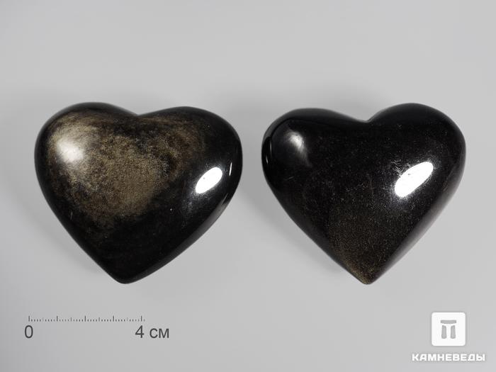 Сердце из золотистого обсидиана, 7,4х6,5х3,2 см, 14365, фото 1