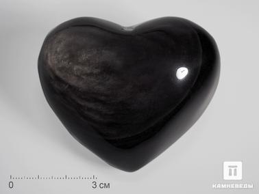 Обсидиан. Сердце из серебристого обсидиана, 7х6,2х4,2 см