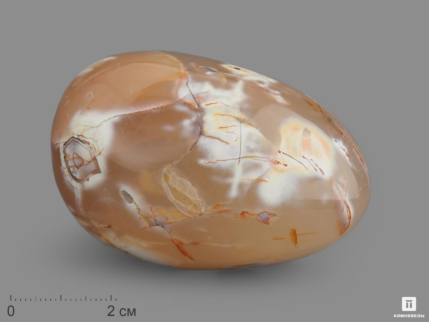 Халцедон «змеиная кожа», полированная галька 6-7 см (180-200 г), 14453, фото 1