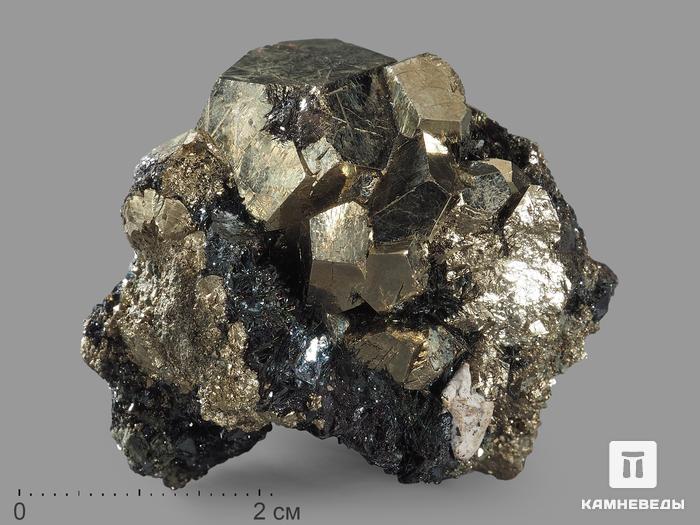 Пирит с гематитом, сросток кристаллов 4,5-5 см, 14302, фото 1