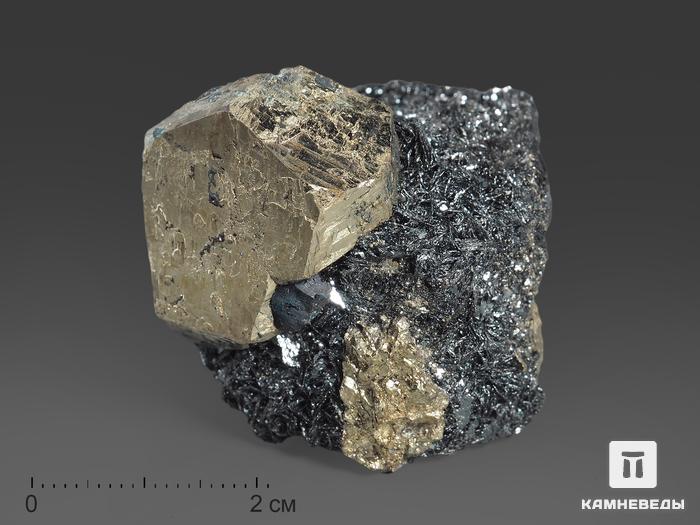 Пирит в гематите, кристалл 4,2х3,7х3,6 см, 14308, фото 1